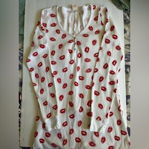 COPY - PINK long John kiss thermal pajama